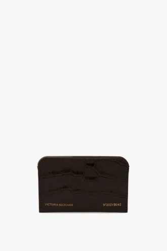Porte-cartes Envelope en cuir gaufré effet crocodile couleur espresso Porte-cartes Envelope en cuir gaufré effet crocodile couleur espresso