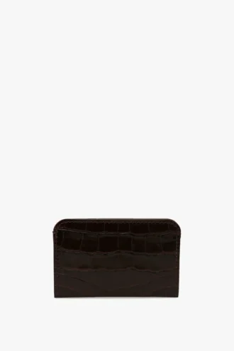 Porte-cartes Envelope en cuir gaufré effet crocodile couleur espresso Porte-cartes Envelope en cuir gaufré effet crocodile couleur espresso