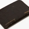 Porte-cartes Envelope en cuir gaufré effet crocodile couleur espresso