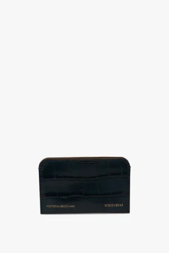 Porte-cartes enveloppe en cuir gaufré croco bleu nuit Porte-cartes enveloppe en cuir gaufré croco bleu nuit