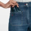 Porte-cartes enveloppe en cuir gaufré croco bleu nuit