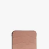 Porte-cartes enveloppe en cuir gaufré croco rose poudré Porte-cartes enveloppe en cuir gaufré croco rose poudré