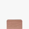 Porte-cartes enveloppe en cuir gaufré croco rose poudré Porte-cartes enveloppe en cuir gaufré croco rose poudré