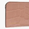 Porte-cartes enveloppe en cuir gaufré croco rose poudré Porte-cartes enveloppe en cuir gaufré croco rose poudré
