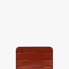Porte-cartes enveloppe en cuir rouge brique gaufré croco Porte-cartes enveloppe en cuir rouge brique gaufré croco