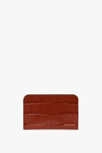 Porte-cartes enveloppe en cuir rouge brique gaufré croco Porte-cartes enveloppe en cuir rouge brique gaufré croco