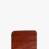 Porte-cartes enveloppe en cuir rouge brique gaufré croco Porte-cartes enveloppe en cuir rouge brique gaufré croco