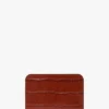 Porte-cartes enveloppe en cuir rouge brique gaufré croco Porte-cartes enveloppe en cuir rouge brique gaufré croco
