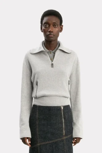 Pull Milano à demi-zip en gris chiné Pull Milano à demi-zip en gris chiné