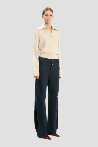 Pull milano à demi-zip rose pâle Pull milano à demi-zip rose pâle