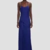 Robe-camisole drapée en indigo vif Robe-camisole drapée en indigo vif