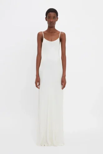 Robe camisole longue en ivoire