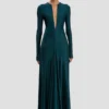Robe à découpes bleu canard foncé