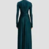Robe à découpes bleu canard foncé
