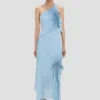 Robe dos nu smockée bleu ionien