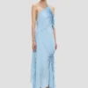 Robe dos nu smockée bleu ionien