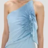 Robe dos nu smockée bleu ionien