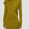 Robe drapée à encolure fermée, couleur mousse Robe drapée à encolure fermée, couleur mousse