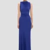 Robe drapée sans manches en indigo vif