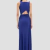 Robe drapée sans manches en indigo vif