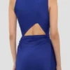 Robe drapée sans manches en indigo vif