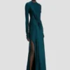 Robe longue à taille torsadée en bleu canard foncé Robe longue à taille torsadée en bleu canard foncé