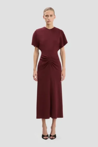 Robe midi Bela en bordeaux