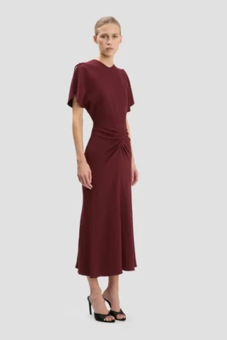 Robe midi Bela en bordeaux