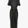 Robe midi Bela en cuir noir