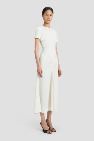 Robe midi Blaire en ivoire