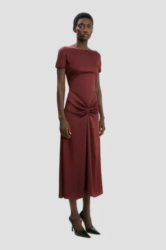 Robe midi Blaire en rouge cinabre