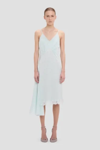 Robe midi à bretelles froissée couleur aigue-marine Robe midi à bretelles froissée couleur aigue-marine