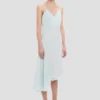 Robe midi à bretelles froissée couleur aigue-marine Robe midi à bretelles froissée couleur aigue-marine