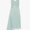 Robe midi à bretelles froissée couleur aigue-marine Robe midi à bretelles froissée couleur aigue-marine