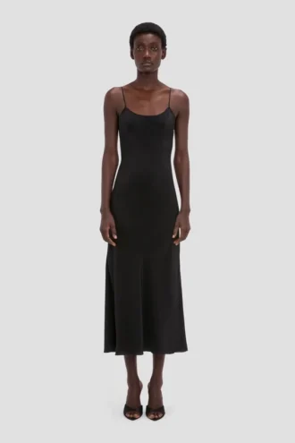 Robe midi caraco noire