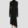 Robe midi à col haut, couleur noire