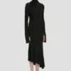 Robe midi à col haut, couleur noire