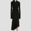 Robe midi à col haut, couleur noire
