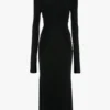 Robe midi à col haut, couleur noire