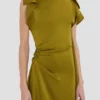 Robe midi drapée couleur mousse Robe midi drapée couleur mousse