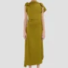 Robe midi drapée couleur mousse Robe midi drapée couleur mousse