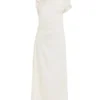 Robe midi drapée en ivoire Robe midi drapée en ivoire