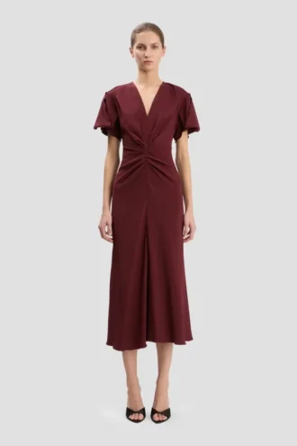 Robe midi Eve en bordeaux