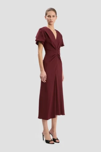 Robe midi Eve en bordeaux