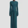 Robe midi Frances en bleu canard foncé Robe midi Frances en bleu canard foncé