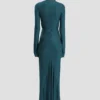 Robe midi Frances en bleu canard foncé Robe midi Frances en bleu canard foncé