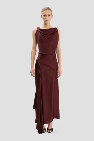 Robe midi Posy en bordeaux