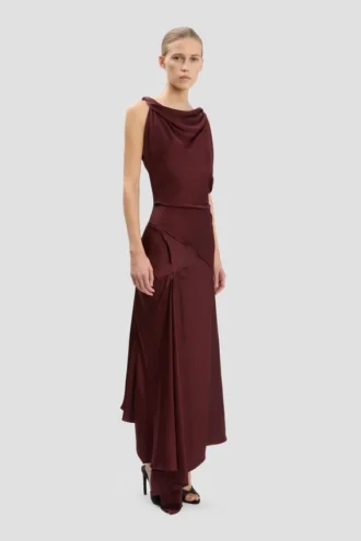 Robe midi Posy en bordeaux