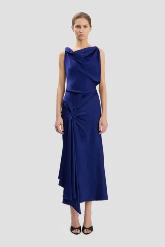 Robe midi Posy en indigo vif