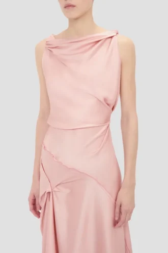 Robe midi Posy en rose poudré